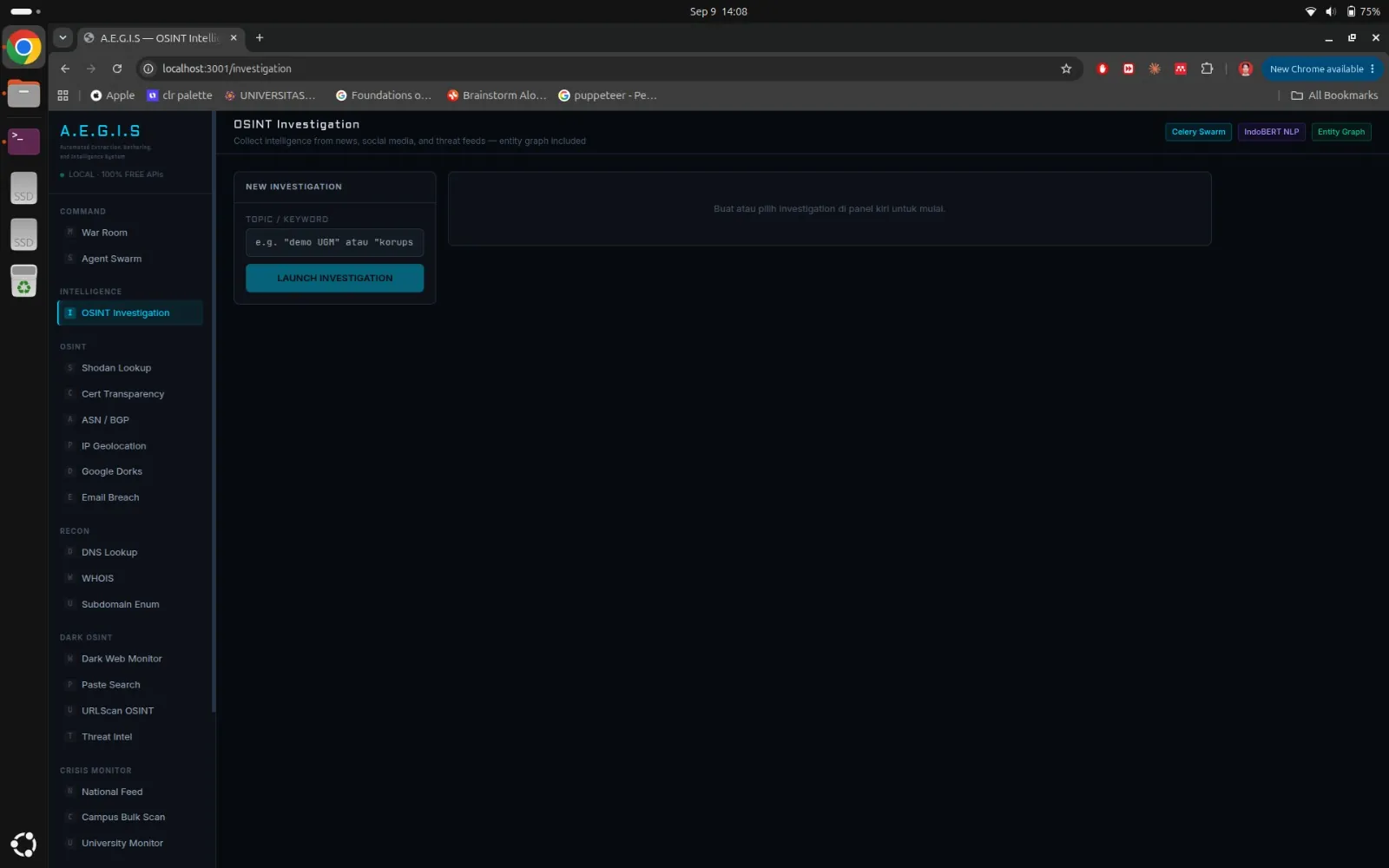 A.E.G.I.S — OSINT intelligence dashboard