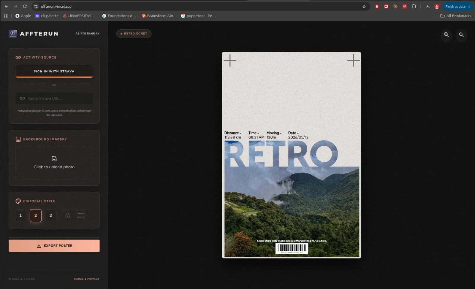 AFFTERUN — Strava activity poster generator